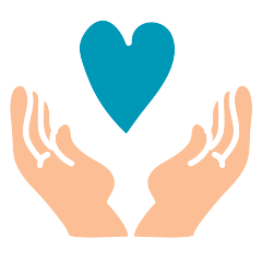 Cartoon hands holding love heart