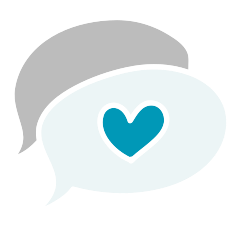 Cartoon speech bubbles with love heart